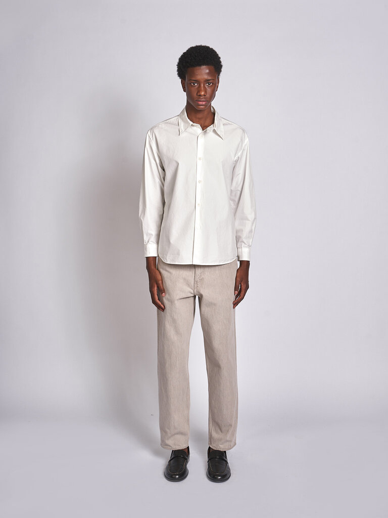 Auralee Chemise  Garment-Dyed Finx Shuttle Weather Blanc