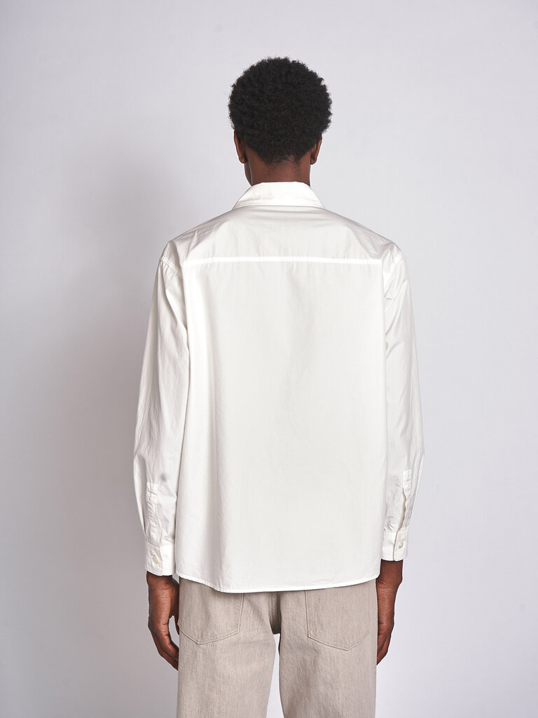 Auralee Chemise  Garment-Dyed Finx Shuttle Weather Blanc