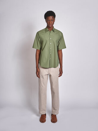 Auralee Chemise Washed Finx Twill Big Half Sleeved Olive