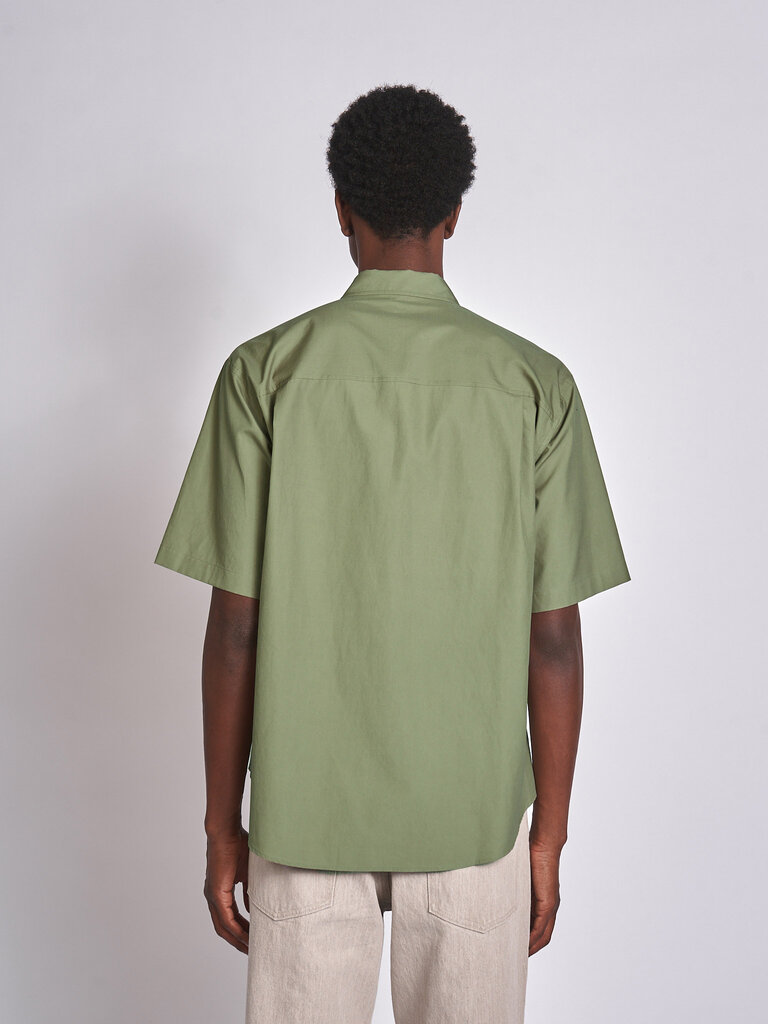 Auralee Chemise Washed Finx Twill Big Half Sleeved Olive