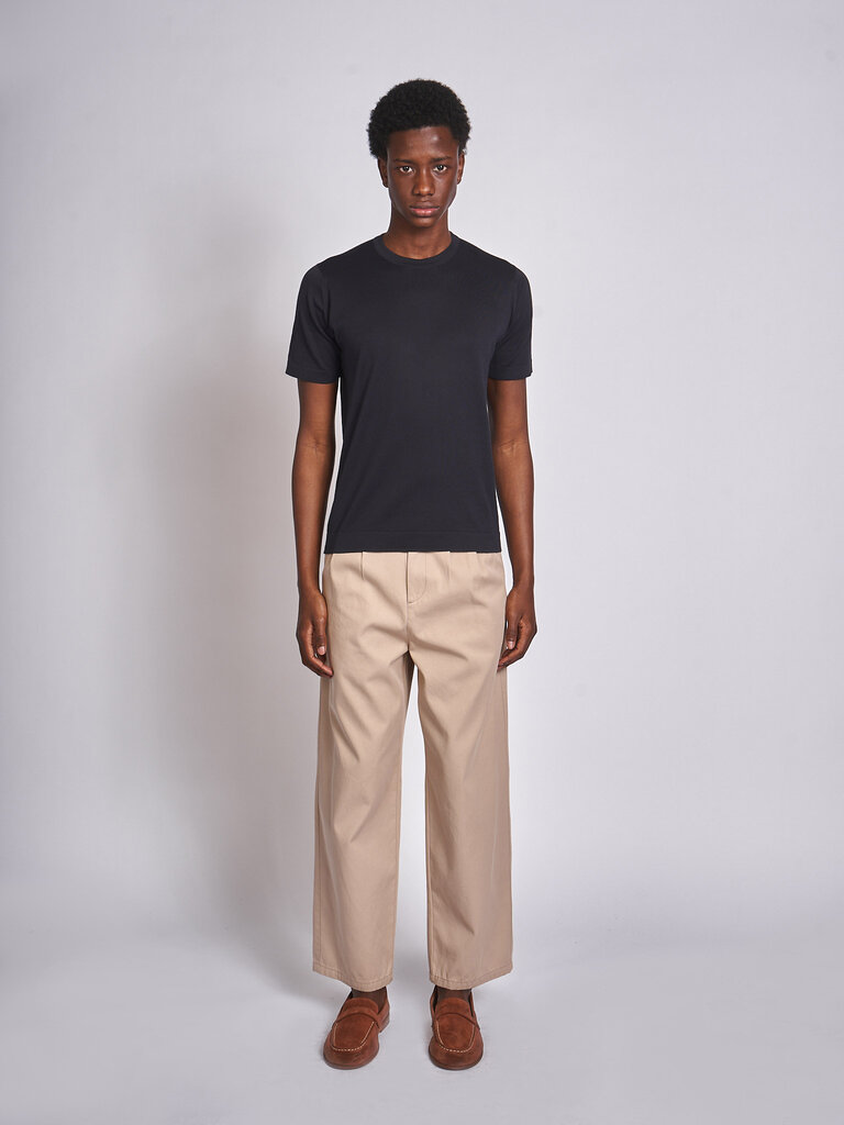 John Smedley Navy Lorca Welted T-Shirt