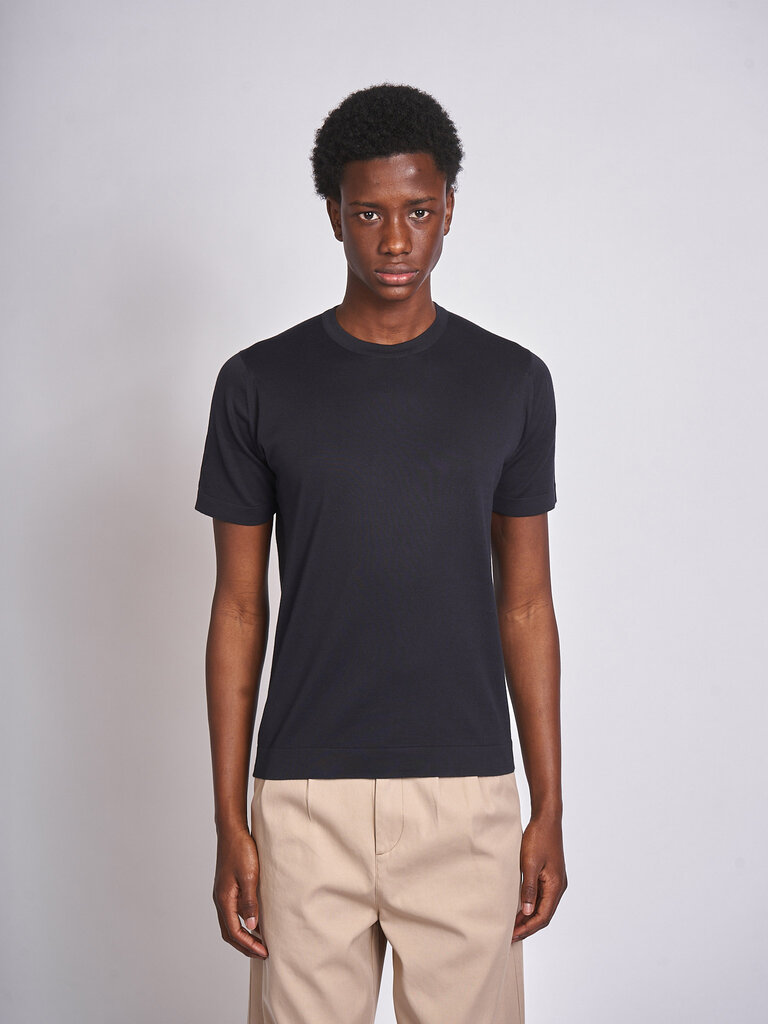 John Smedley Navy Lorca Welted T-Shirt