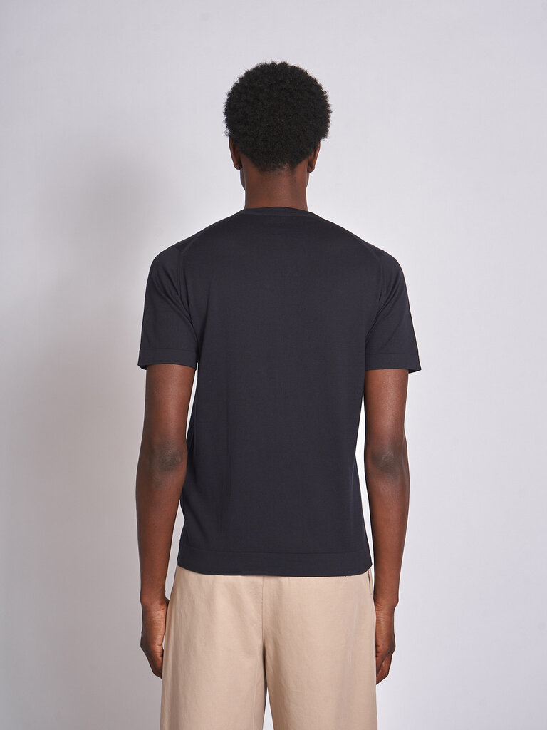 John Smedley Navy Lorca Welted T-Shirt