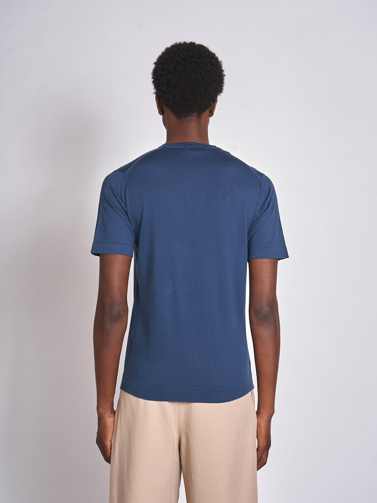 John Smedley Delft Blue Lorca Welted CN SS T-Shirt
