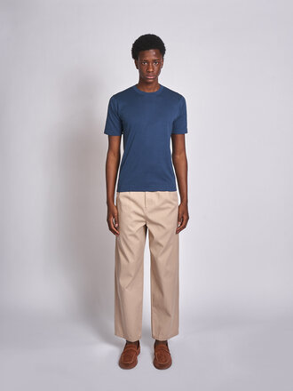 John Smedley Delft Blue Lorca Welted CN SS T-Shirt