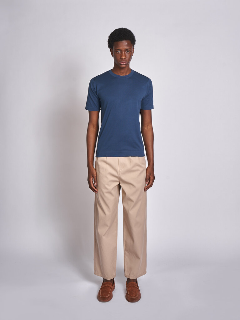 John Smedley Delft Blue Lorca Welted CN SS T-Shirt