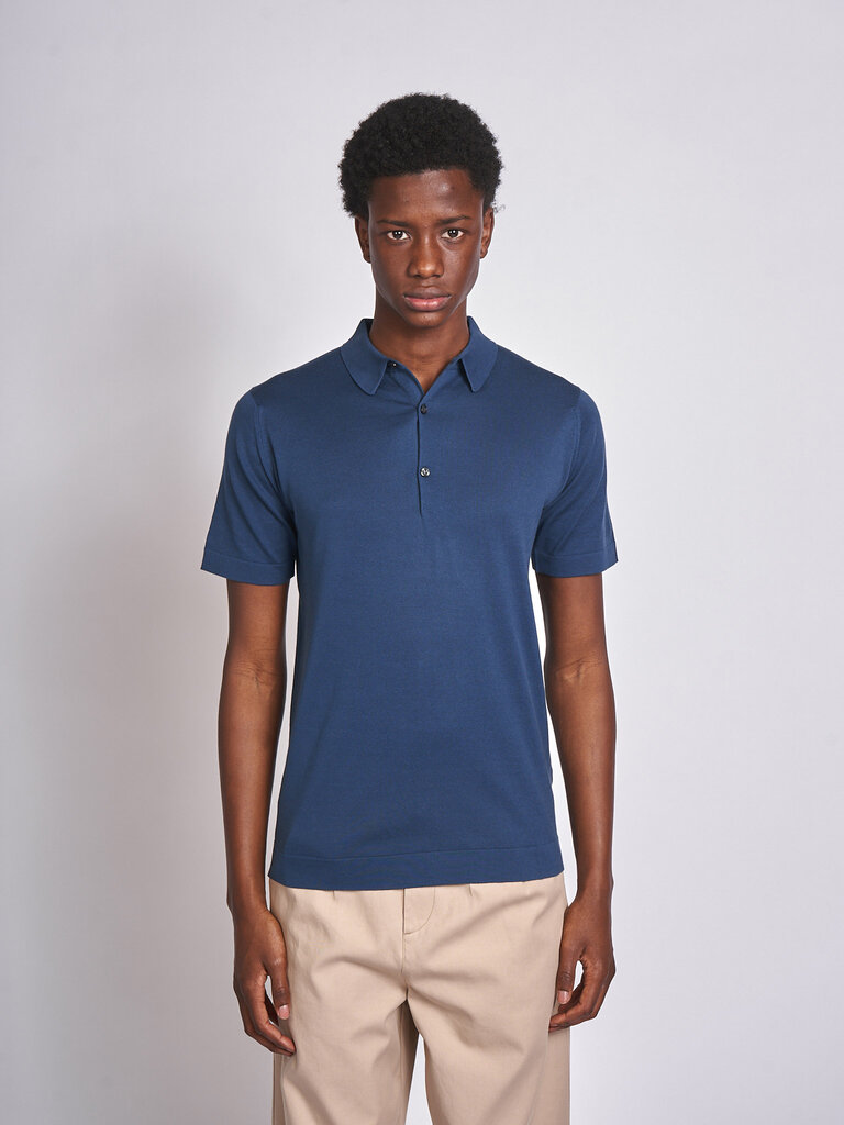 John Smedley Polo Mycroft Welted SS Delft Blue