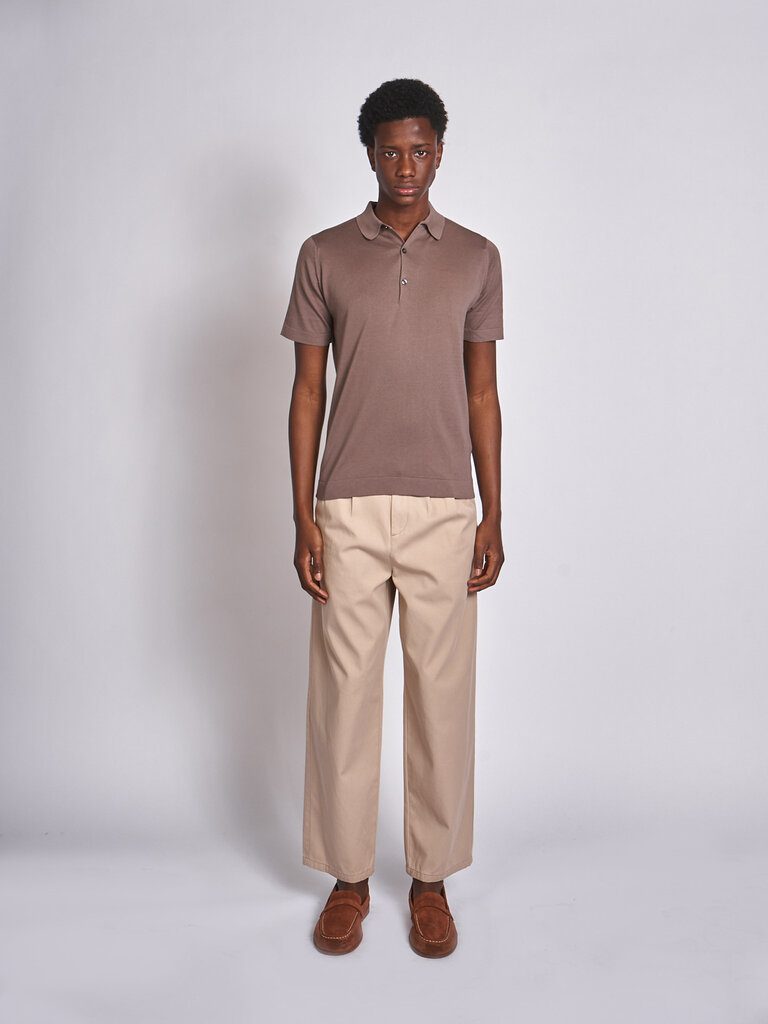 John Smedley Beige Musk Mycroft Welted SS Polo