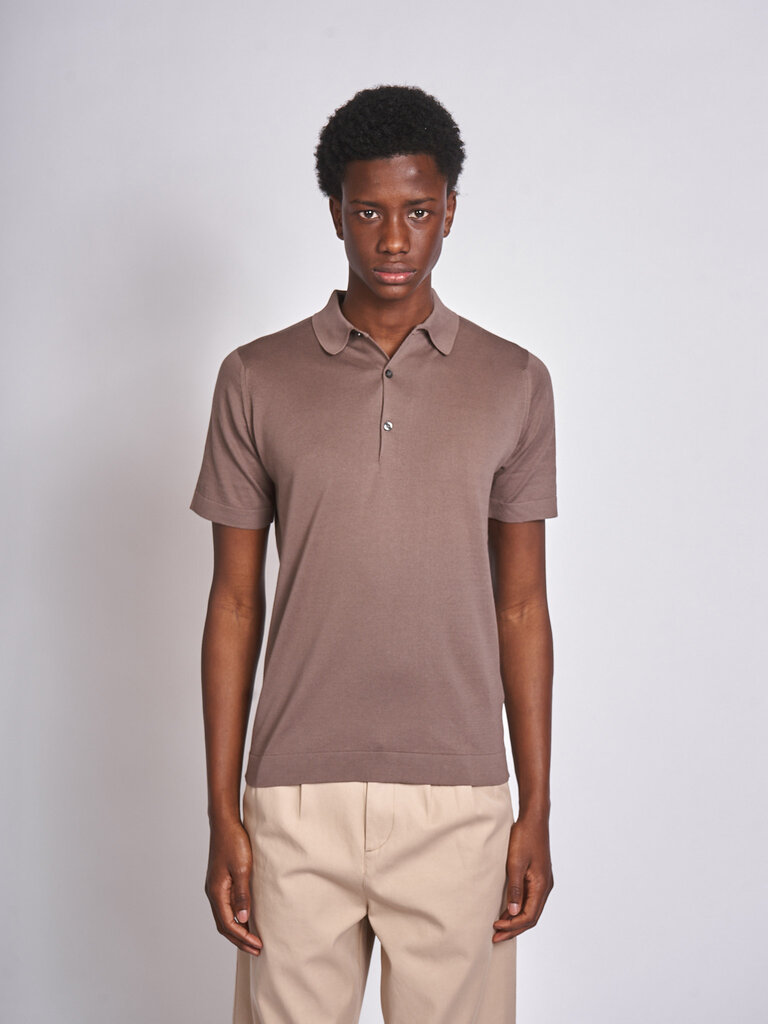 John Smedley Beige Musk Mycroft Welted SS Polo