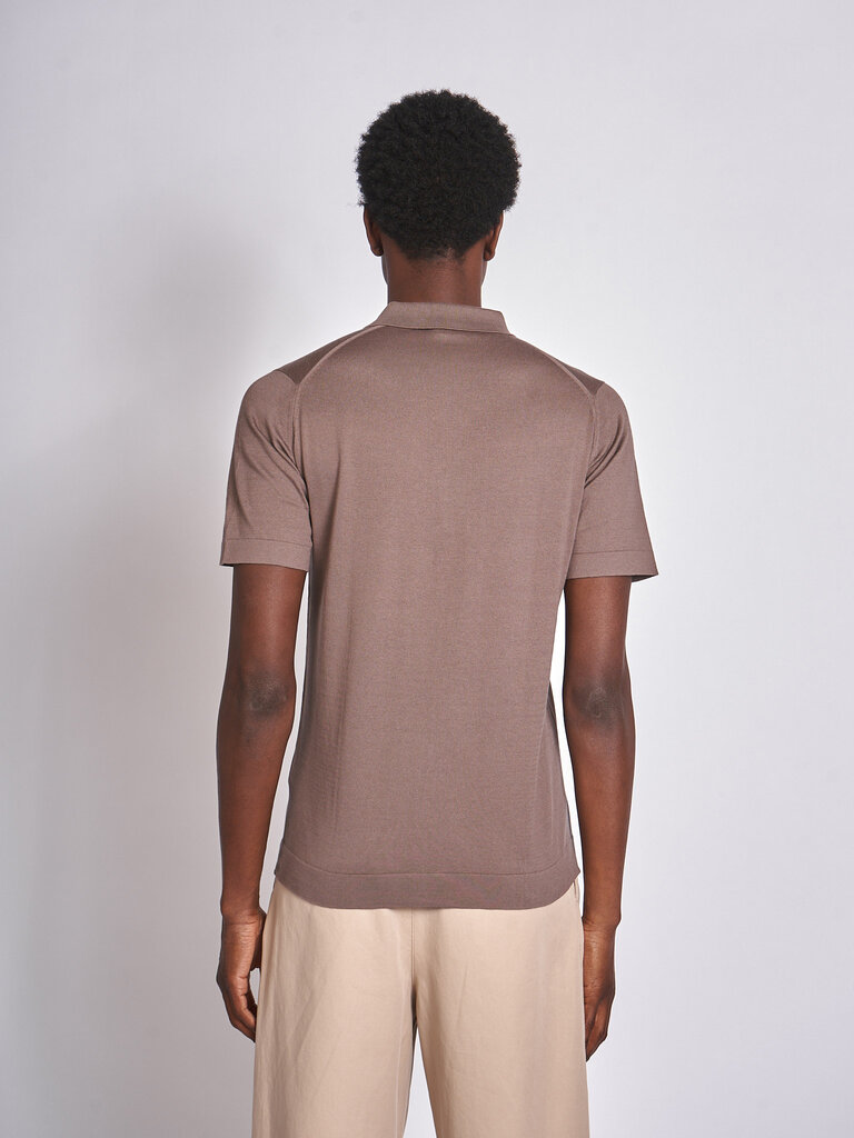 John Smedley Beige Musk Mycroft Welted SS Polo