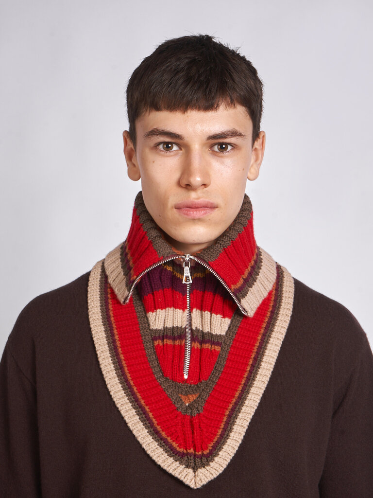 Dries Van Noten Red Morriso Stripe Collar