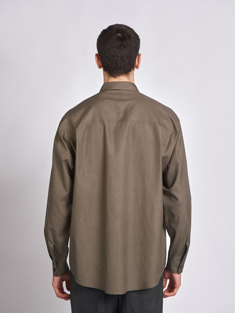 Auralee Dark Olive Washed Finx Twill Big Shirt