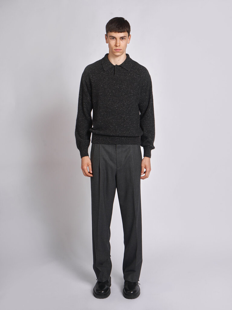 Auralee Polo Cashmere Nep Knit Mix Noir