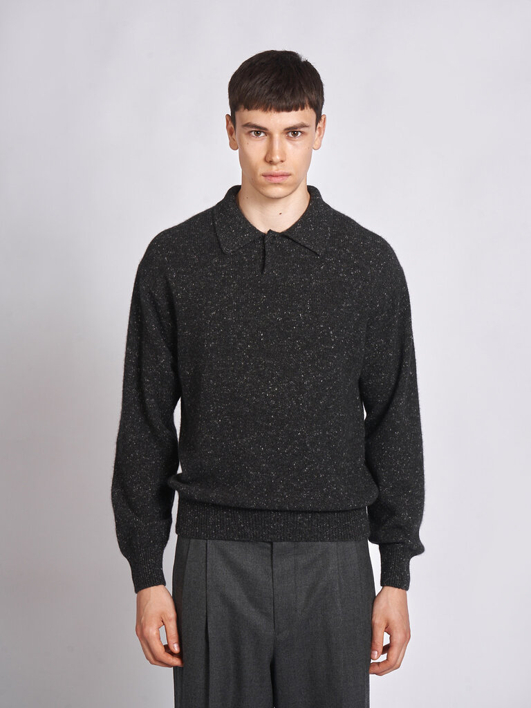 Auralee Polo Cashmere Nep Knit Mix Noir