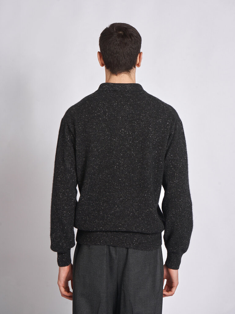 Auralee Polo Cashmere Nep Knit Mix Noir