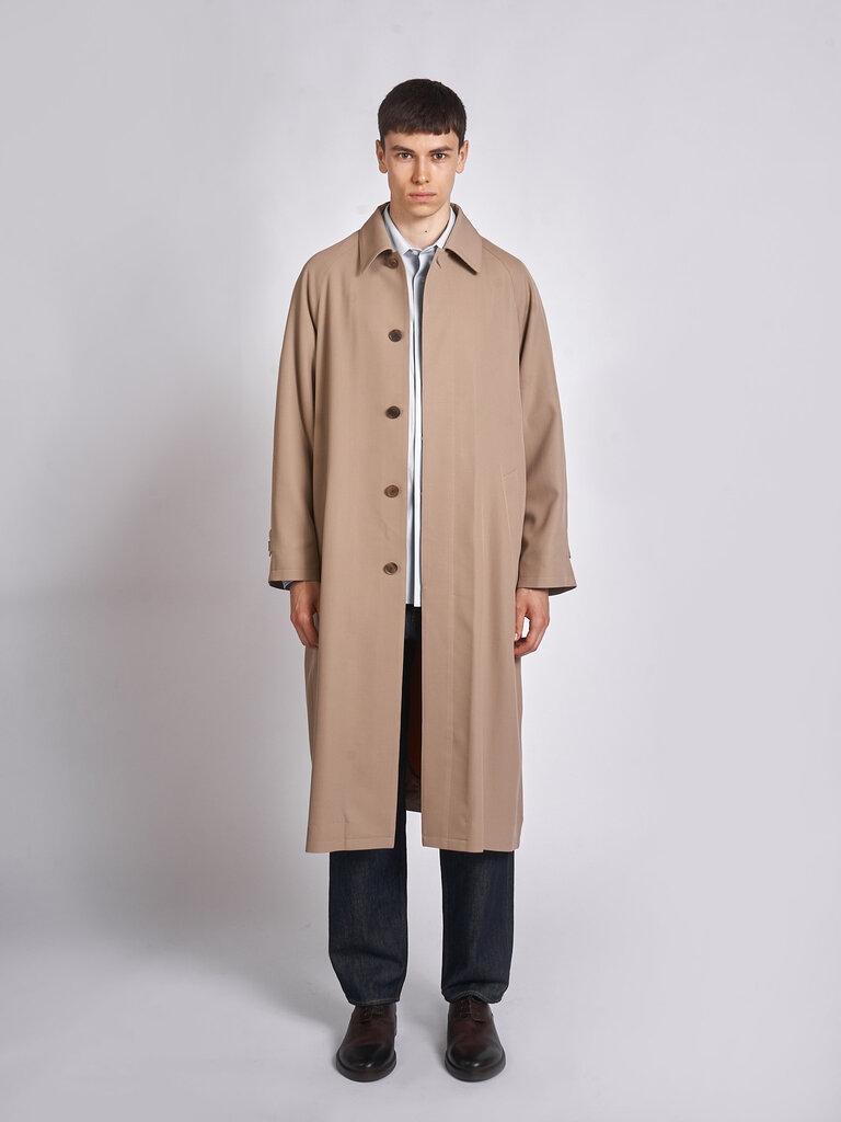 Auralee Manteau Ultra Fine Wool Twill Wool- Lined Beige x Mix Orange