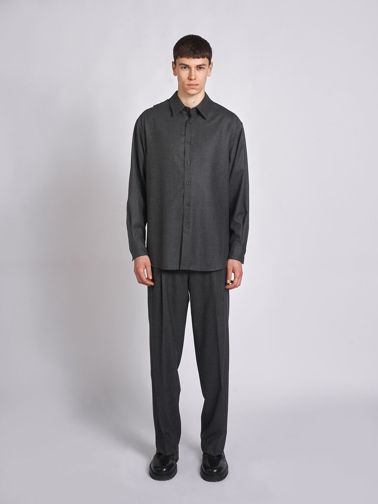 Auralee Top Charcoal Super Light Wool Shirt