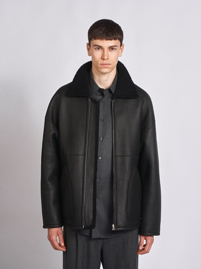 Auralee Black Merino Mouton Zip Jacket