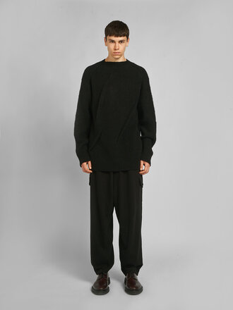 Yohji Yamamoto Black Tuck Round Neck Sweater