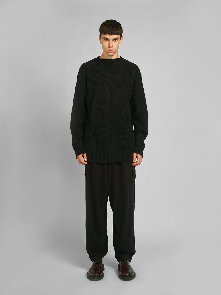 Yohji Yamamoto Black Tuck Round Neck Sweater
