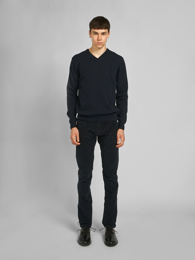 Sunspel Navy Cashmere V-Neck Sweater