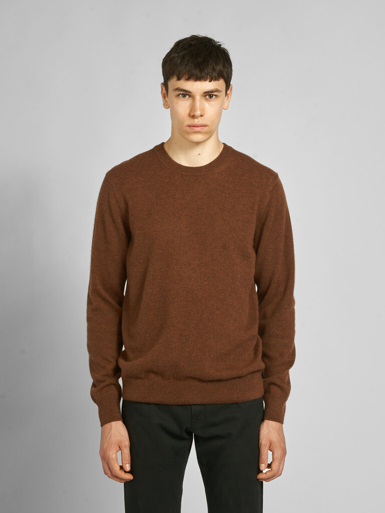 Sunspel Chestnut Melange Cashmere Crew Sweater