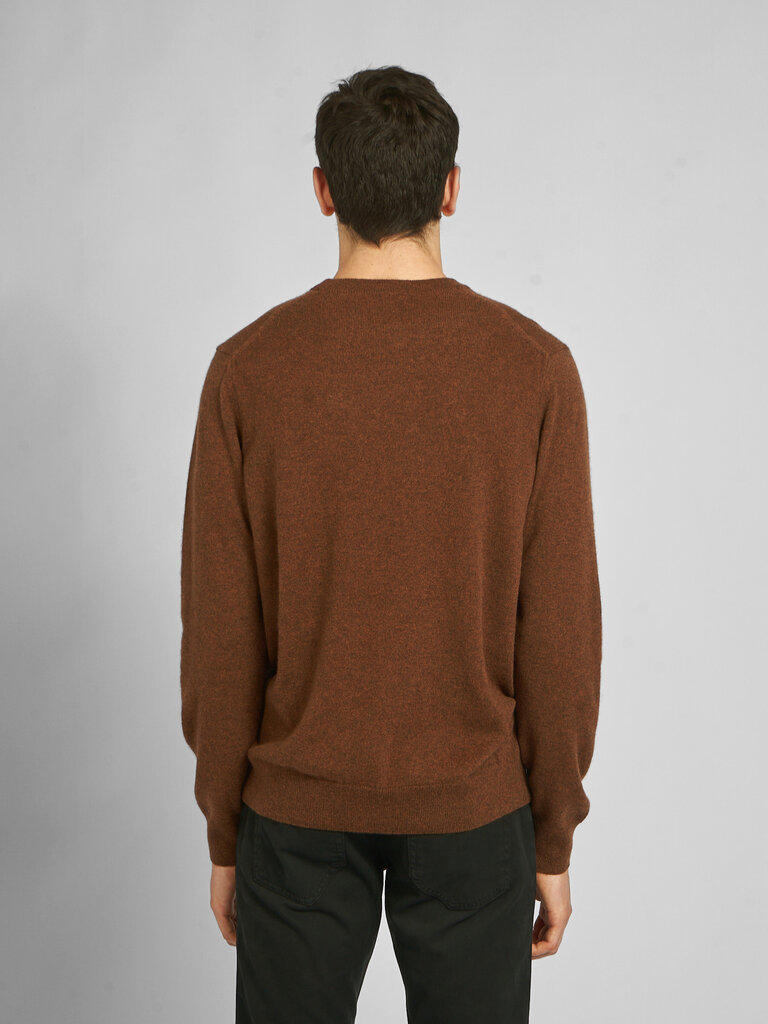 Sunspel Chestnut Melange Cashmere Crew Sweater
