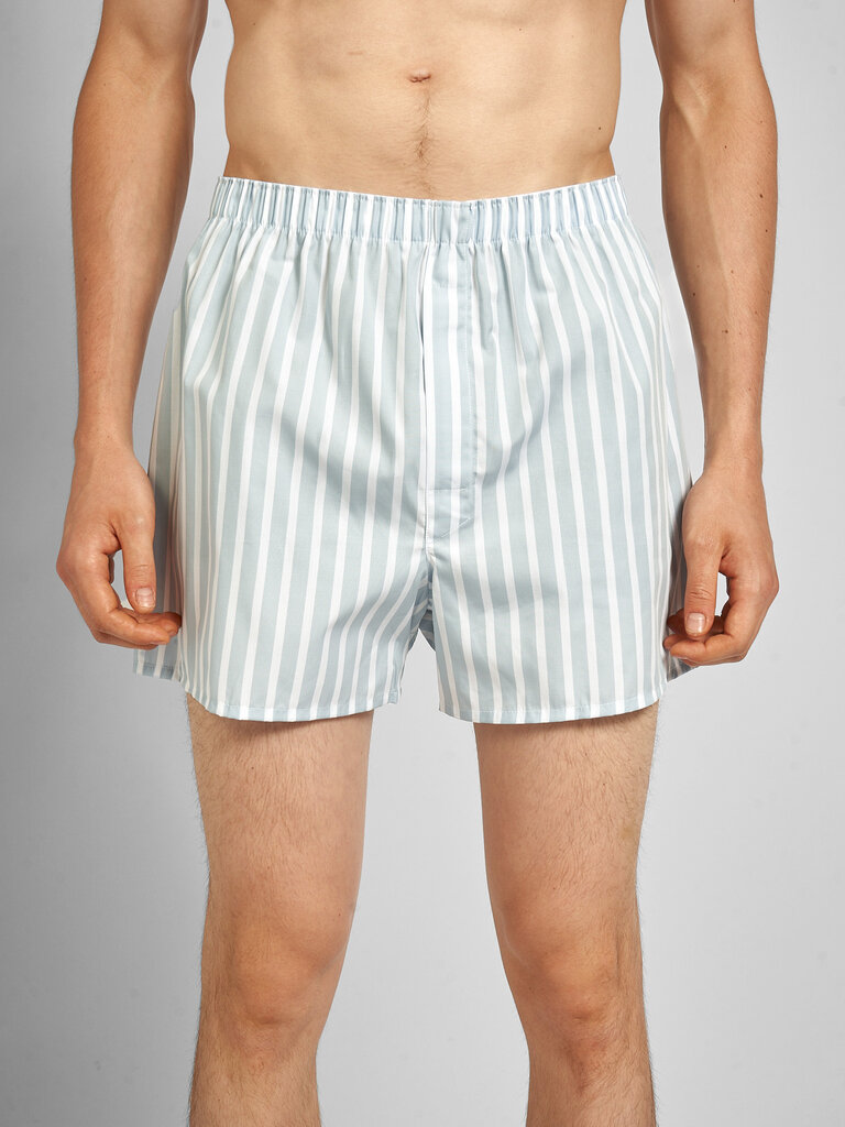 Sunspel Boxer Larges Rayures Bleu Ciel