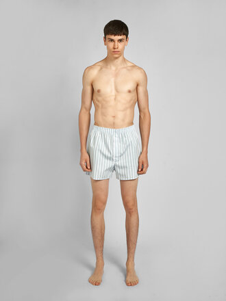 Sunspel Boxer Larges Rayures Bleu Ciel Sunspel Boxer Larges Rayures Bleu Ciel