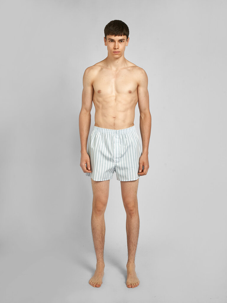 Sunspel Boxer Larges Rayures Bleu Ciel