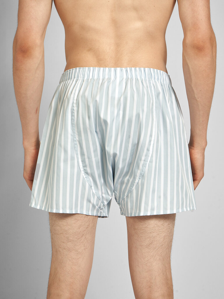 Sunspel Boxer Larges Rayures Bleu Ciel