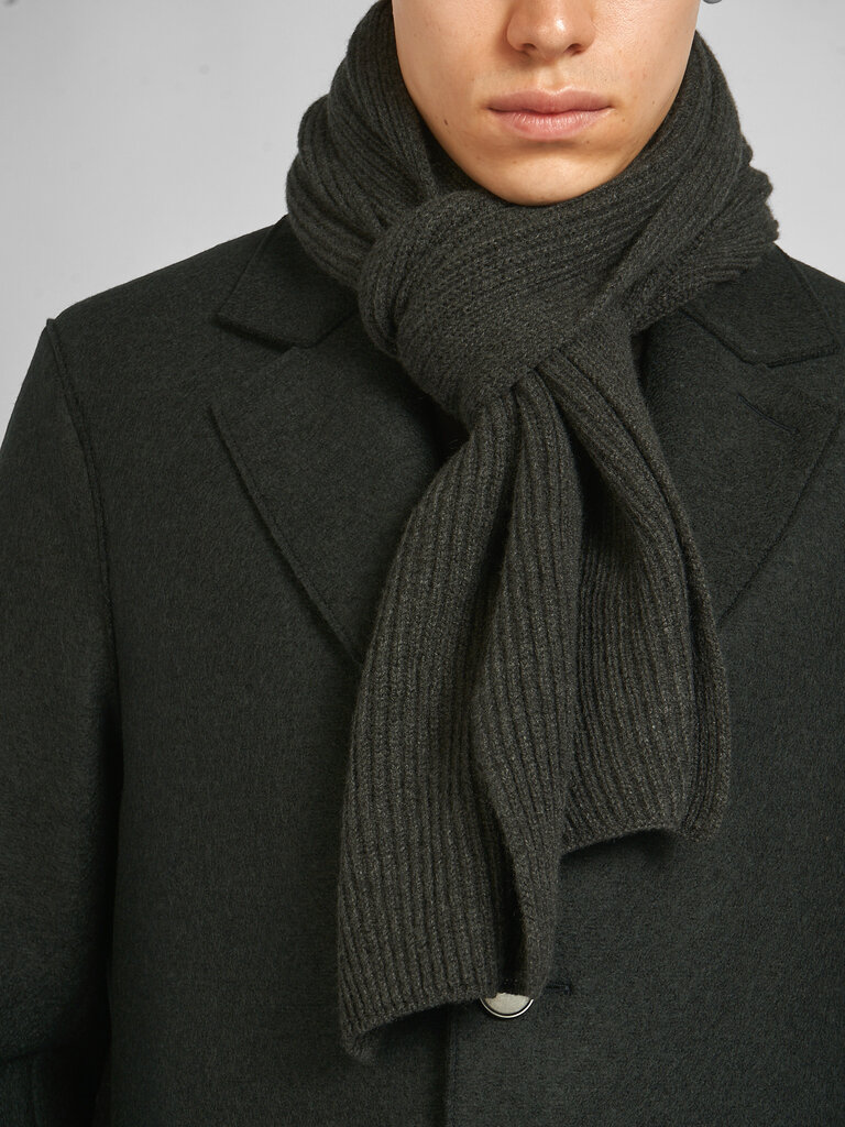 Sunspel Charcoal Melange Cashmere Rib Scarf