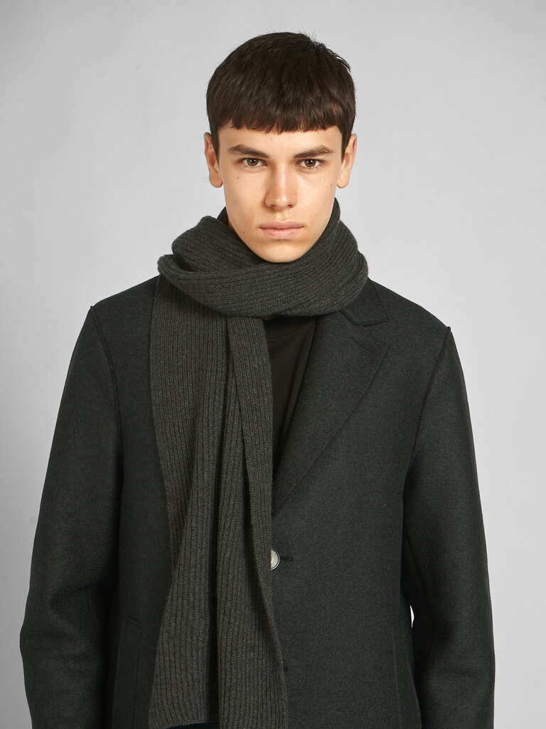 Sunspel Charcoal Melange Cashmere Rib Scarf