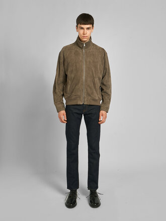 Frame Beige Suede Bomber Jacket