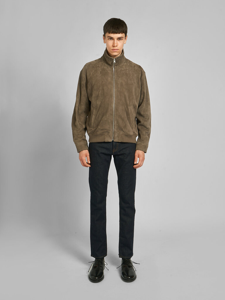 Frame Beige Suede Bomber Jacket