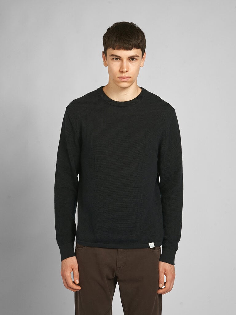 Merz b. Schwanen Dark Navy Lightweight Waffle Knit Sweater