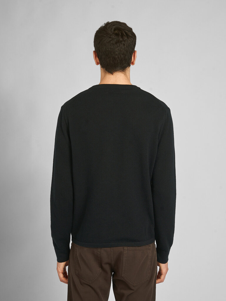 Merz b. Schwanen Dark Navy Lightweight Waffle Knit Sweater