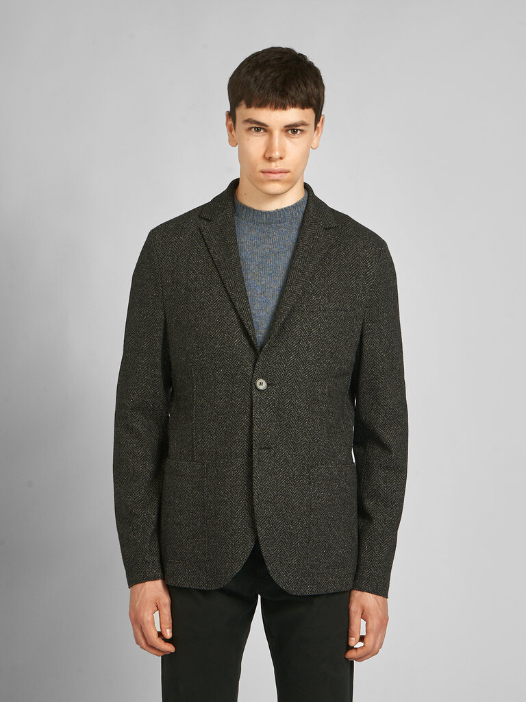 Harris Wharf London Veste 2b. Donegal Herringbone Anthracite