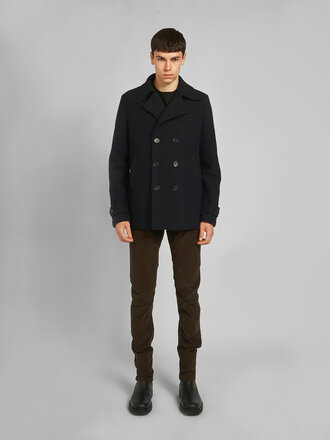 Harris Wharf London Manteau Peacoat Boiled Wool Marine Harris Wharf London Manteau Peacoat Boiled Wool Marine