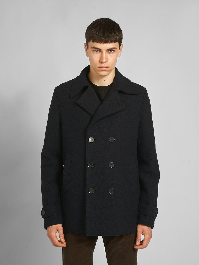Harris Wharf London Manteau Peacoat Boiled Wool Marine