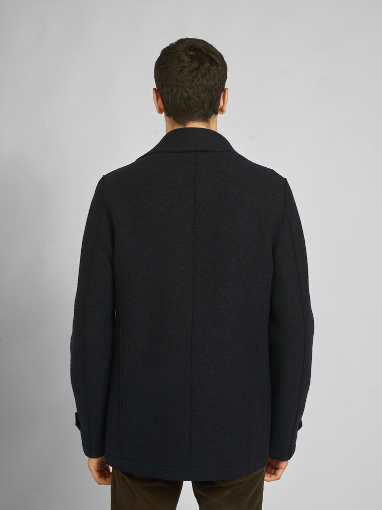 Harris Wharf London Navy Peacoat Boiled Wool Coat