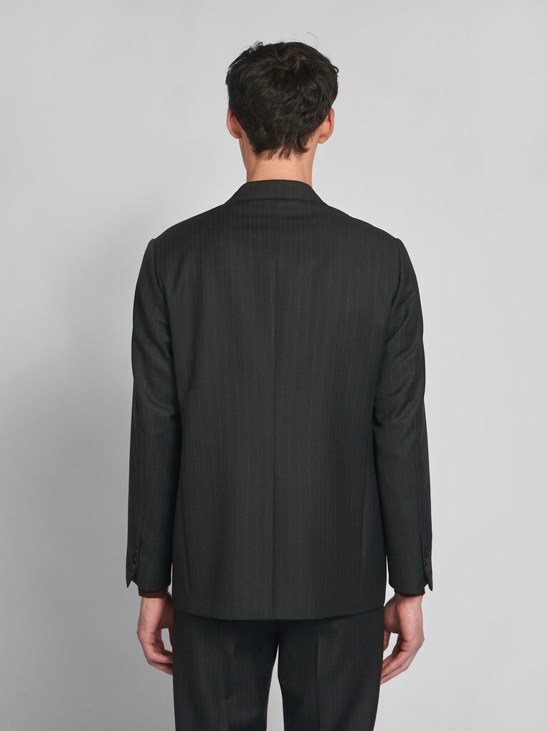 Auralee Veste Bluefaced Wool Rayures Charcoal /Marine
