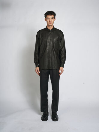 Auralee Chemise Fine Calf Leather Noir