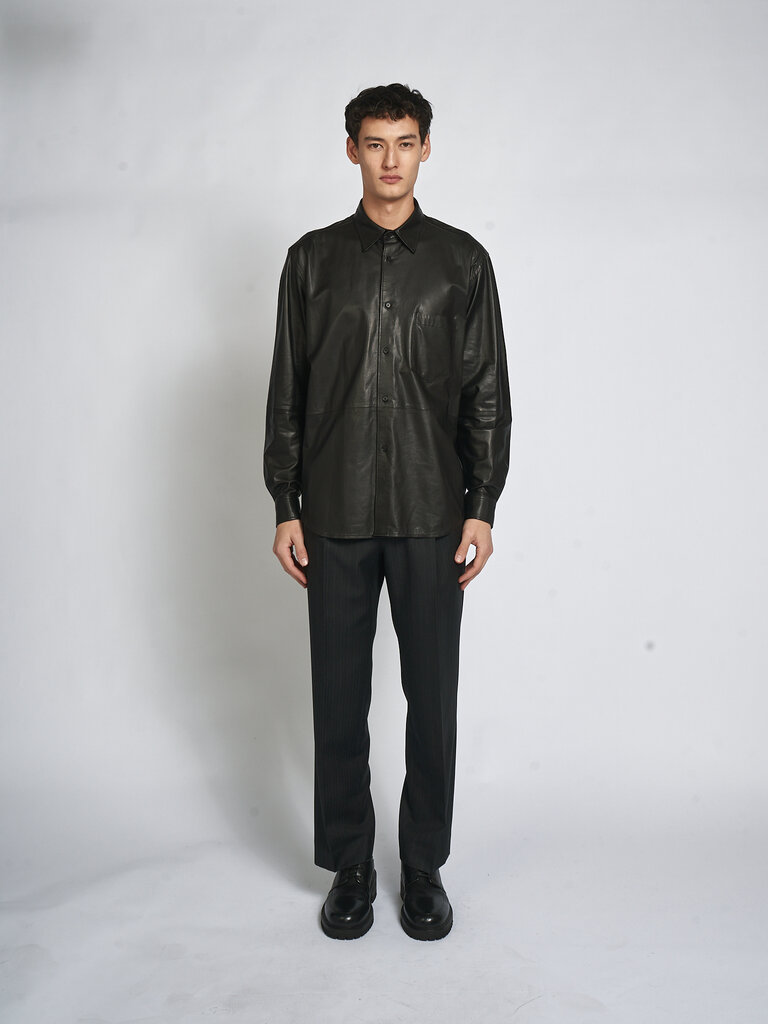 Auralee Black Fine Calf Leather Shirt