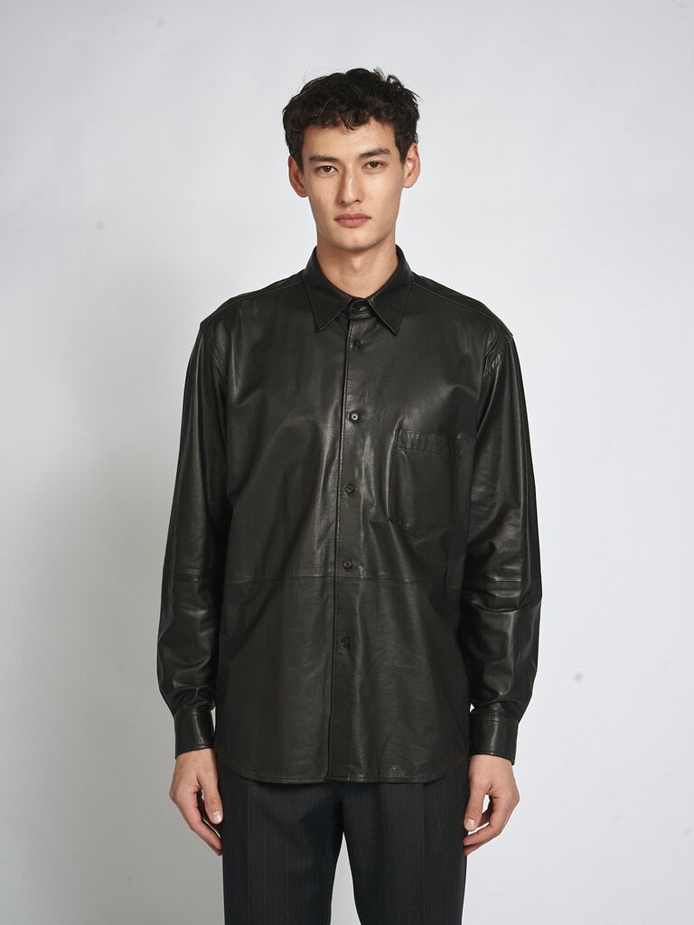 Auralee Black Fine Calf Leather Shirt