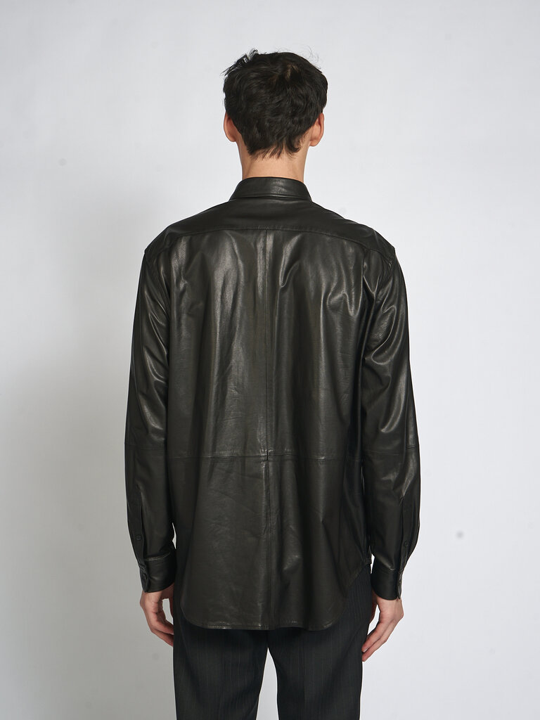 Auralee Black Fine Calf Leather Shirt