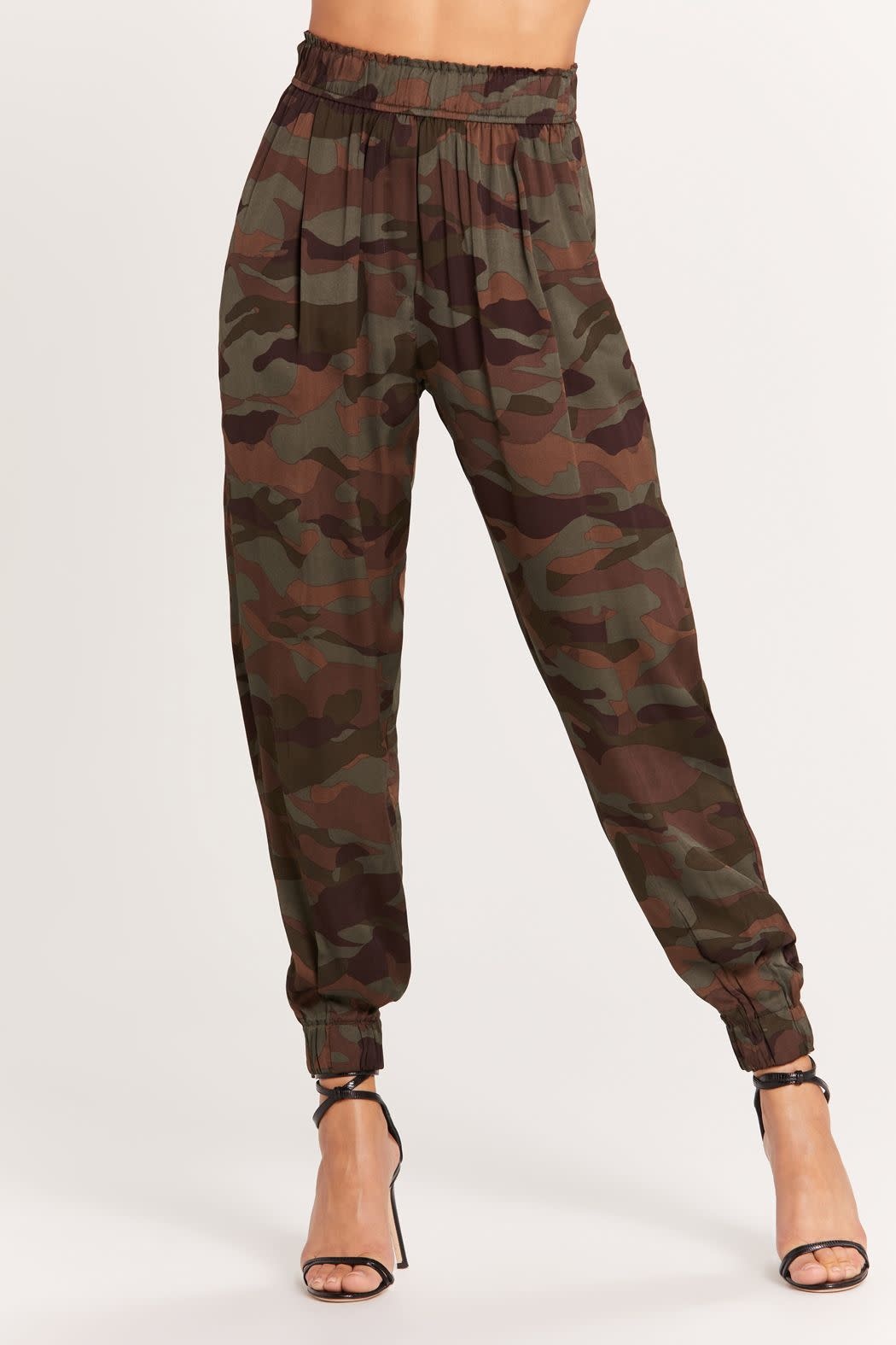 satin camo pants