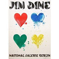 FOUR HEARTS JIM DINE SIGNED 1971 BERLIN EXHIBITION POSTER