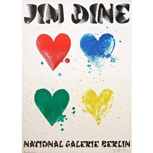 FOUR HEARTS JIM DINE SIGNED 1971 BERLIN EXHIBITION POSTER