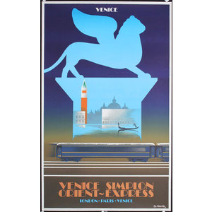 FIX-MASSEAU VENICE SIMPLON ORIENT EXPRESS WINGED LION POSTER